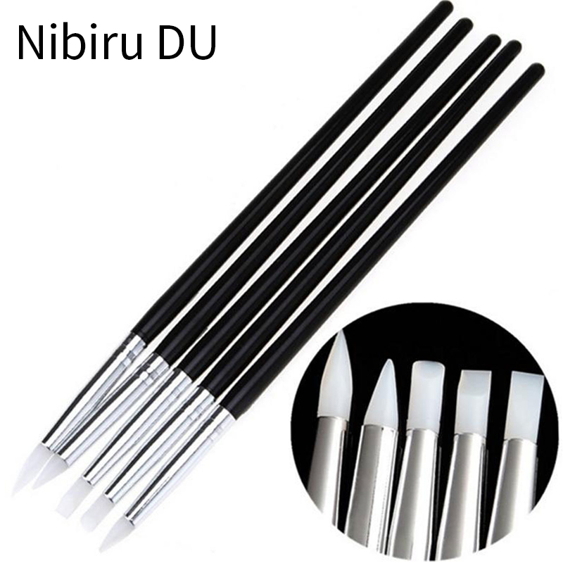 Group Head Brush - 5Pcs Professional Silicone Nail Brush UV