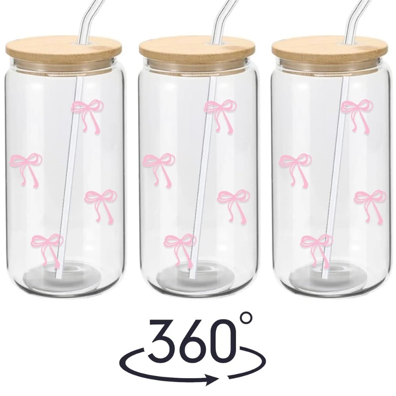 1pc Cute Bow Glass Cup 500ml T - Bean Hopper Lid review and price