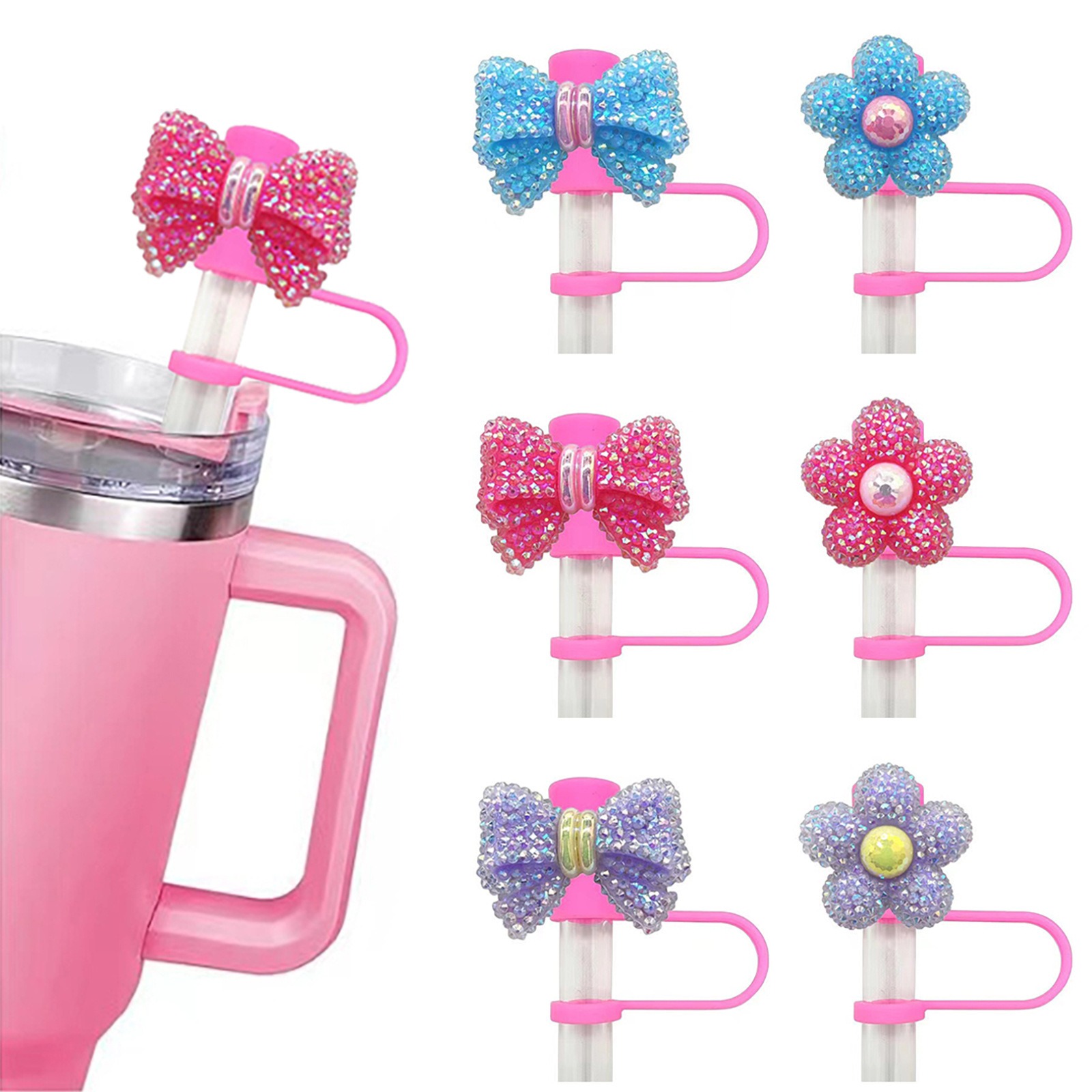 Cute Flower Bow Straw Covers C - Bean Hopper Lid review and price
